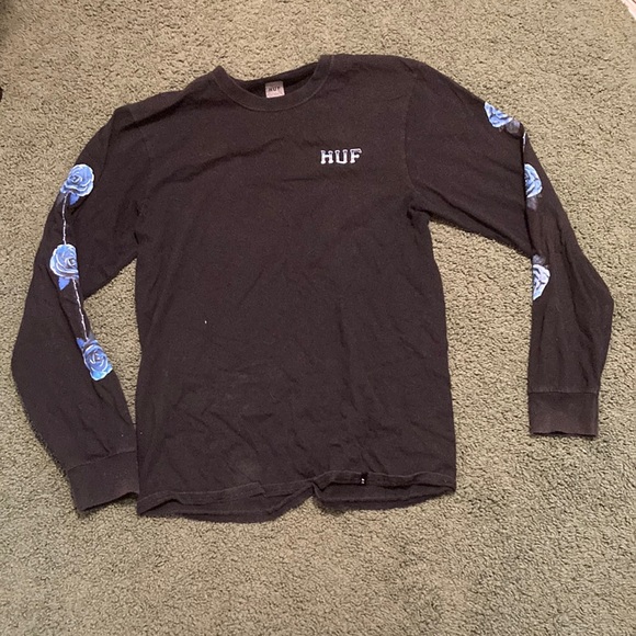 Mens Medium Black Huf Long Sleeve T-shirt - Picture 1 of 6